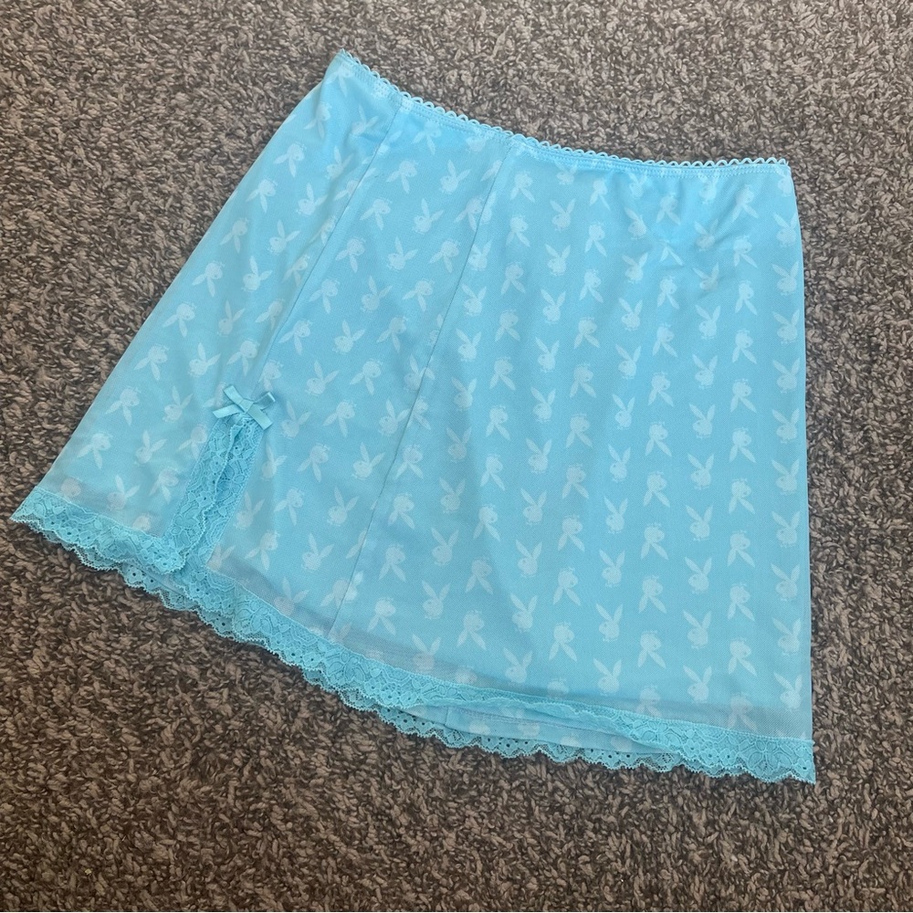 Y2K Playboy X PacSun Mesh Baby Blue Skirt